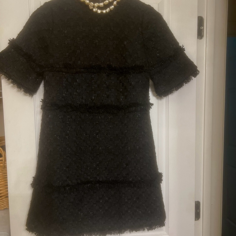 Ann Taylor Black Textured Mini Dress